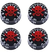 mxuteuk 4pcs Skull Electric Guitar Knob Bass Top Hat Knobs Speed Volume Tone Knob AMP Effect Peda...