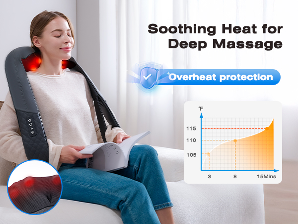 neck and shoulder massager with heat shiatsu neck and back massager shoulder massager