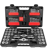 TOMMARS 75-Pc Tap and Die Set, SAE &amp; Metric Hex Thread Taps Dies Wrench Metric Sizes M3 to M12 &amp; ...
