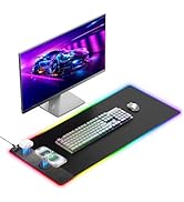 Miroddi RGB Mouse Pad with Wireless Charging Gaming Mousepad, 31.5"x15.75" Extra Large Desk Mat, ...