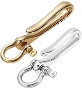 PH PandaHall Fish Hook Keychain, Brass Key Ring Solid U Shape Key Hook Belt Keyring Pocket Clip w...