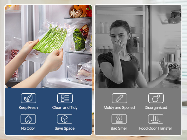 small vacuum sealer for food freezer before and after comparison