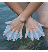 2Pcs Silicone Swim Fins Hand Webbed Training Gloves, Water Resistant Swimming Aquatic Palm Flippers
