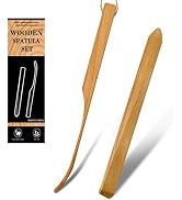 Golyhel 2 PCS Wooden Spurtle Set, 12'' Mixing Stir Stick Spurtle for Reaching Bottom of Jar, 11''...