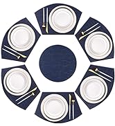 pigchcy Wedge Shaped Placemats Set of 6 with Centerpiece Round Mats Washable Kitchen Placemats He...
