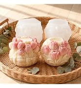 2PCS Tulip Flower Ball Candle Molds,3D Floral Silicone Mold Flower Shaped Silicone Mold for DIY E...
