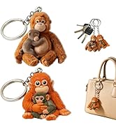 FOWSRHRG 2 Pcs Protect Punch The Monkey Keychain, Punch Keychain Monkey Cute Hugging Design, Acry...
