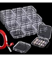 Udefineit 27PCS Press on Nail Boxes with 5M Nail Tape, Clear Acrylic Nail Display Box for Storage...