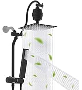 Hibbent All Metal 10'' Filtered Rainfall Shower Head, High Pressure Showerhead combo with 4-mode ...