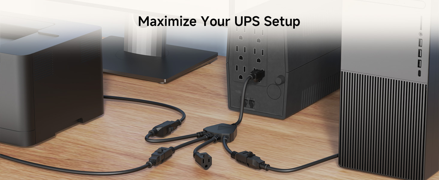 [ETL Listed] Cable Matters 2-Pack 3 Outlet Power Splitter Cord - 1.5ft, NEMA 5-15P to 3X NEMA 5-15R