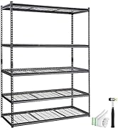 VEVOR Storage Shelving Unit, 5-Tier Adjustable, 2000 lbs Capacity, Heavy Duty Garage Shelves Meta...