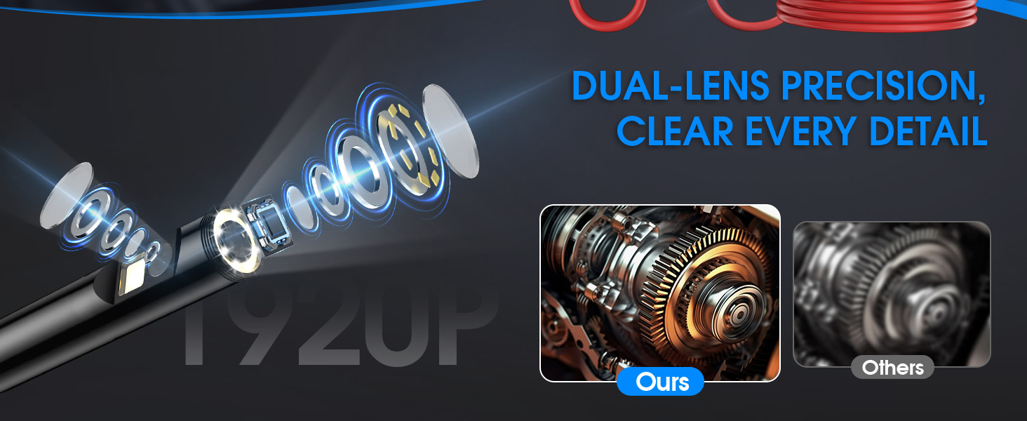 Endoscope with Light, 1920P HD Borescope, IP67 Waterproof Inspection Tool 3