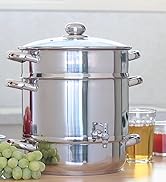 Euro Cuisine Stove Top Steam Juicer, 8 Quarts Juice Container, Stainless Steel