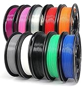 YOUSU PLA Plus Filament 1.75mm Bundle 10x250g, 10 Pack 2.5KG PLA+ Sample 3D Printer Filament, 3D ...
