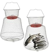 weyleity 2 Pack Floatable Galvanized Steel Wire Fish Basket?Collapsible and Portable Fishing Bask...
