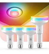 Linkind Matter BR30 Smart Light Bulbs with Stretchable Design &amp; 4-Zone Aurascape Color, 850LM Rec...