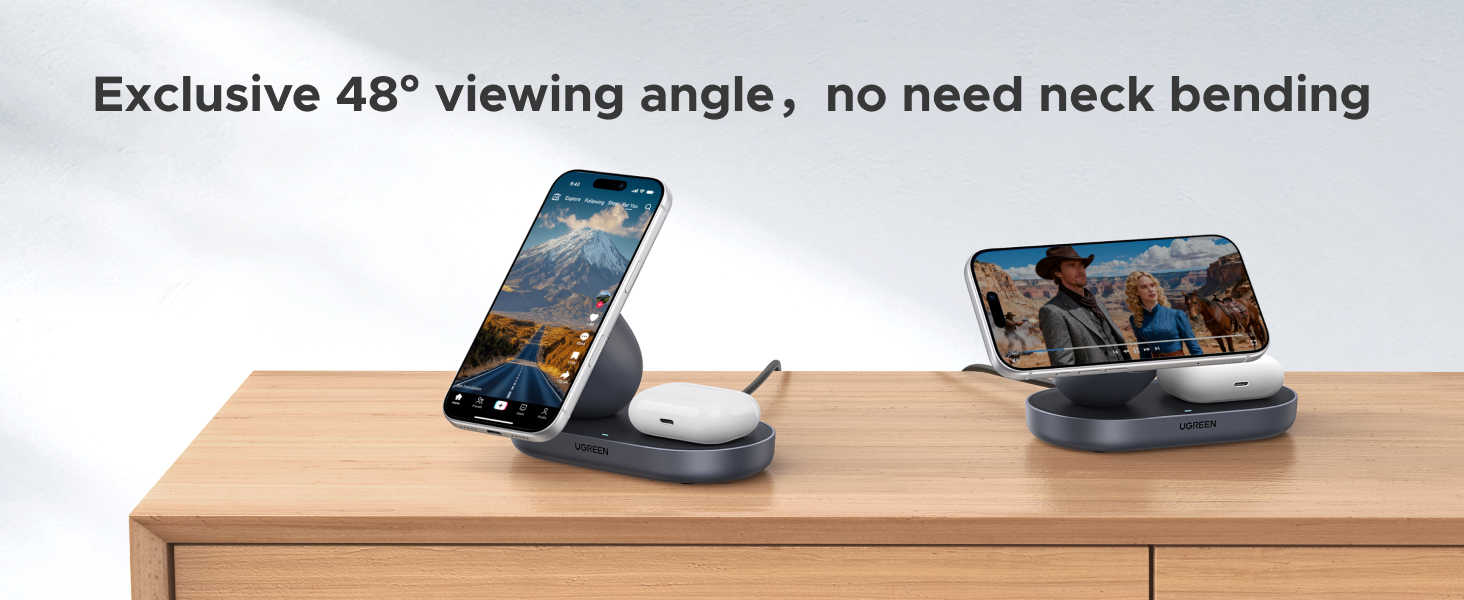Exclusive 48° viewing angle, no need neck bending