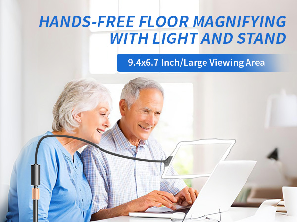 Floor Magnifying Glass with Light and Stand