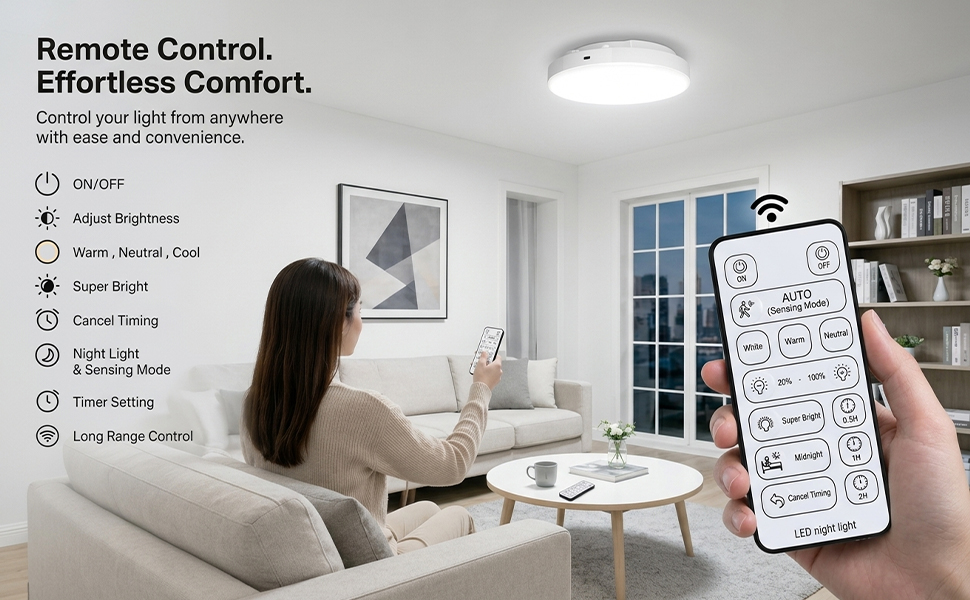 Mode switching, dimming, and timing via remote control