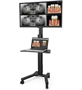 AW Medical Mobile TV Stand on Wheels Aluminum Heavy Duty with Laptop Shelf for 32 to 65 Inch LCD ...