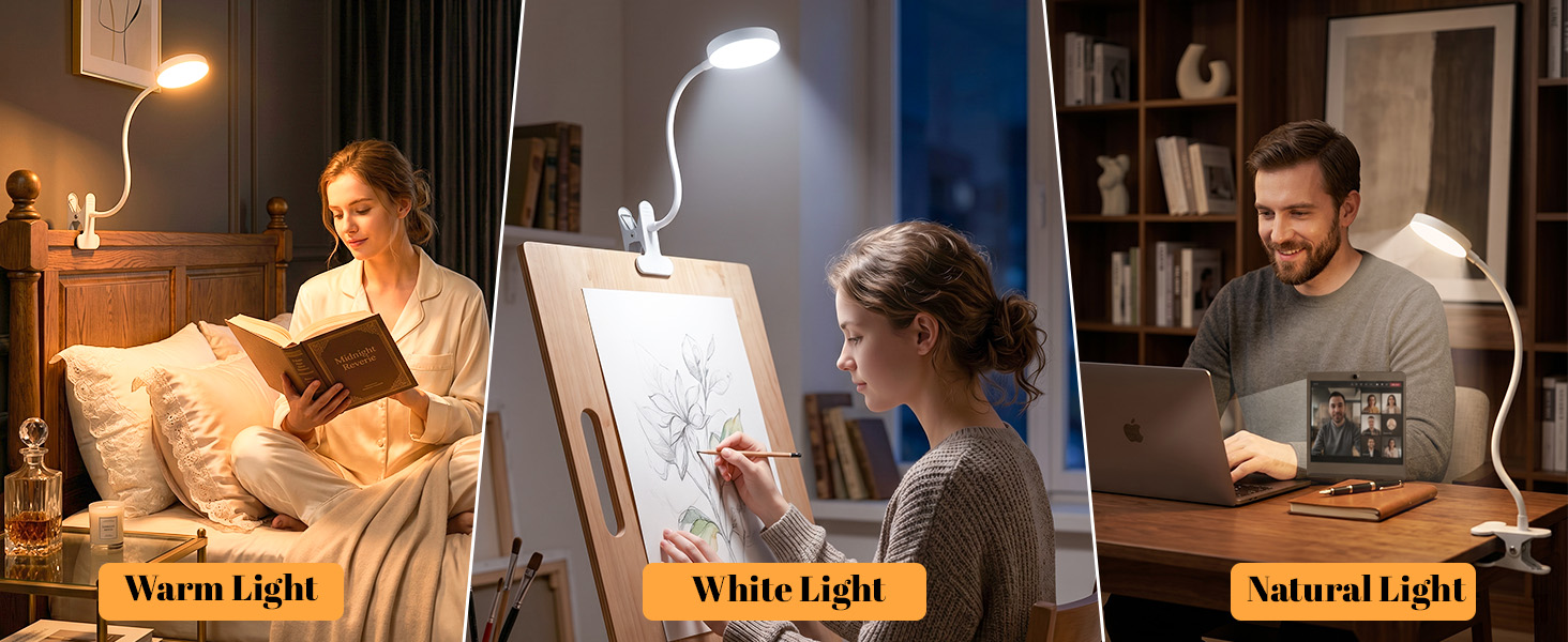 Clip on Lamp,10 RGB Colors+10 Brightness Clamp Light