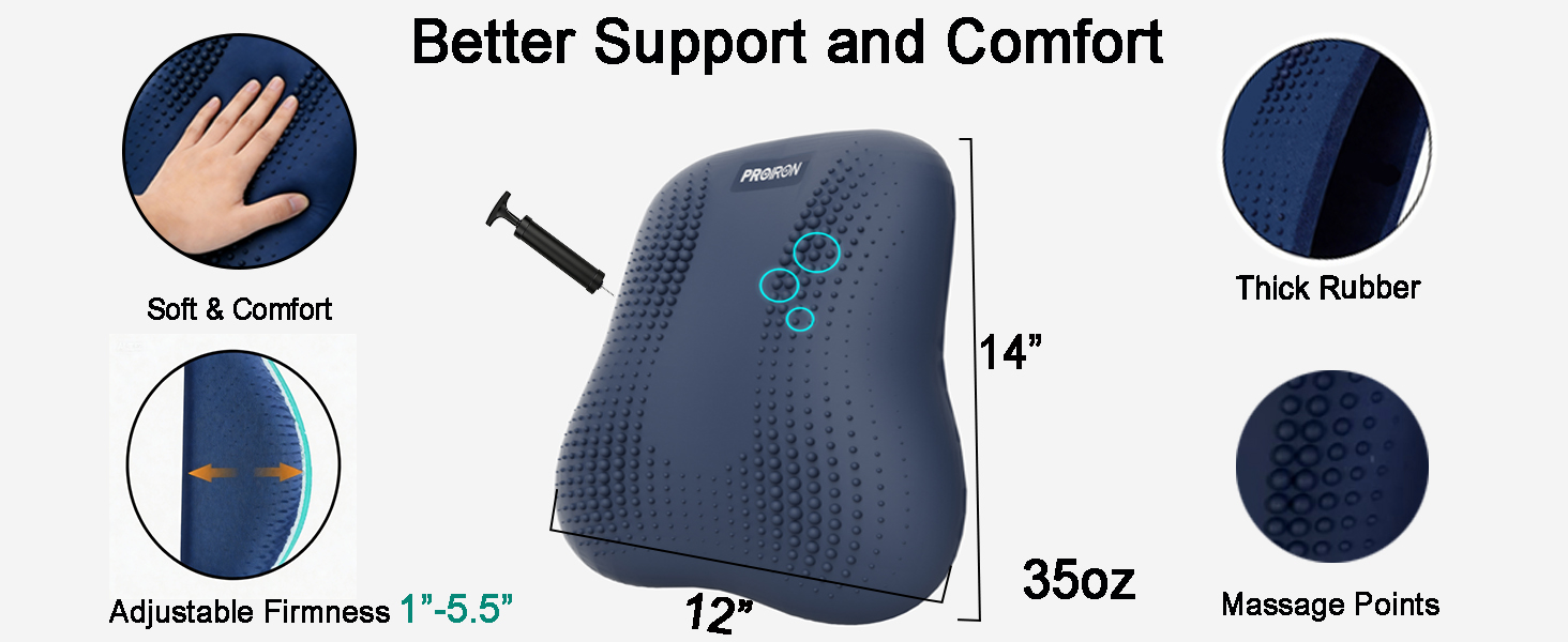 Infatable Back Support Pillow for office chair