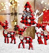 red buffalo plaid deer tree christmas tiered trays decor