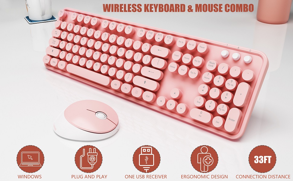 WIRELESS PINK KEYBOARD AND MOSUE SET