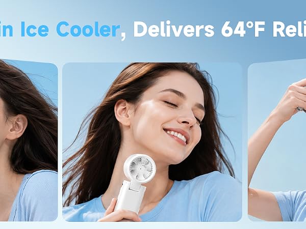 portable fan with ice cooling chip
