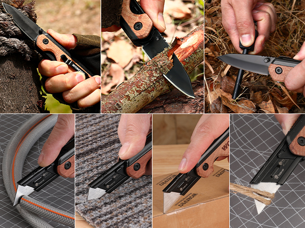utility knife box cutter opener folding razor blade belt pocket heavy duty camping quick change