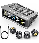 GEARGO RV Tire Pressure Monitoring System (TPMS) - Solar-Powered with 4 Sensors &amp; 6 Alarm Modes, ...