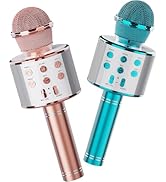 Wireless Bluetooth Karaoke Microphone 2 Pack, 4-in-1 Handheld Mic Speaker for Singing, Karaoke Ma...