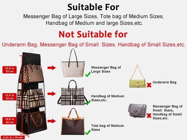 Purse Organizer for Closet,Purse Holder for Closet,Hanging Hand bag Organizer for Closet