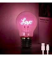 Fieldspark Love Shaped E40 Rechargeable Light Bulbs, LED Neon Table Cordless Light, Edison Art Ba...
