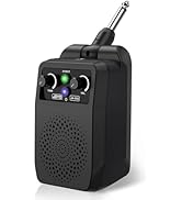 Black portable speaker device with two green LED displays and control buttons. Professional audio equipment with compact design.