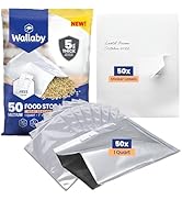 Wallaby 50 Count 1-Quart Mylar Bags with Labels, 5 Mil Total Thickness Long-Term Food Storage Pou...