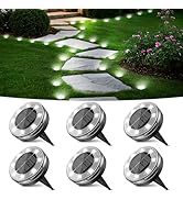 Peasur Mini Solar Ground Lights, 6 Pack Flat Solar Disc Lights Outdoor Waterproof, 2.3 Inch Small...