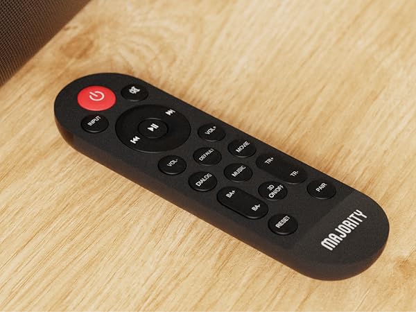 The Naga 60 TV Soundbar includes a convenient remote control, allowing you to easily adjust settings