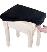 SINOSSO Soft Velvet Vanity Bench Cover, (15"- 19.5") L x (11.8"- 15.7") W Stretch Washable Rectan...