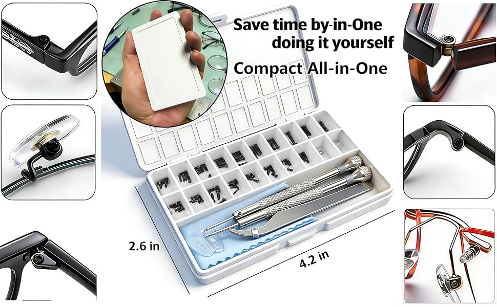 Black Eyeglass Repair Kit with 18 Sizes Black-Coated Screws