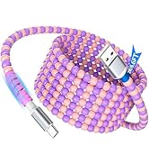 USB C Cable Beaded 6FT,USB to USB-C Fast Charging Cable for iPhone 17 17e 16e 16 15 for CarPlay Q...