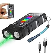 FandyFire 1100 Lumen Small EDC Keychain Flashlight with Green Beam - Rechargeable RGB LED Clip on...