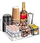 BEYGORM Acrylic Coffee Bar Station Organizer for Countertop,Office Breakroom Clear Snack Tea Stor...
