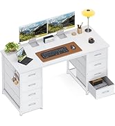 ODK 48 Inch Computer Desk with 8 Fabric Drawers, Modern Office Desk with Large Storage for Home O...