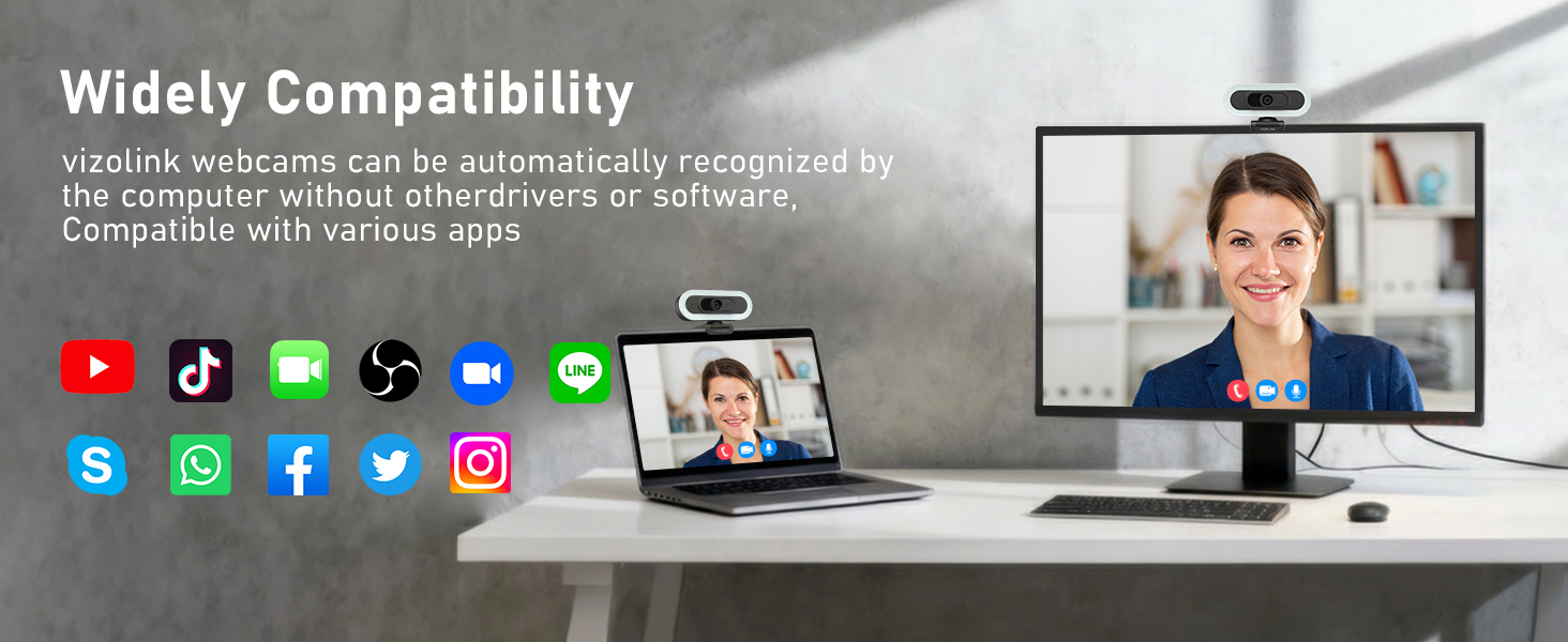 4K Webcam with Lights, PDAF Autofocus Computer Camera for PC/Mac, Web cam with Microphon