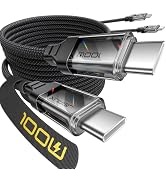 JSAUX 100W USB C to USB C Cable [2-Pack 10FT], iPhone 16 USB C Fast Charger Cord Compatible with ...