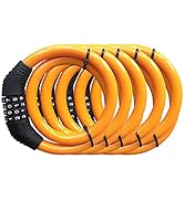 5Pcs Bike Cable Lock, 4 Digit Security Resettable Combination Coiling Cable Bike Locks Without Mo...