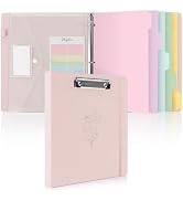 SKYDUE 3 Ring Binder with Clipboard,1 Inch Linen Binder for 3 Hole Punch Letter Size Loose Leaf P...