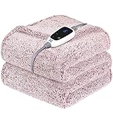 Sealy Electric Blanket Heated Throw 50"x60" Soft Double Sherpa Super Cozy with 6 Fast Heating Lev...