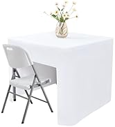 Nacuci 34X34 Inch White Square Fitted Tablecloth Open Back Fitted Table Cloth Washable Polyester ...